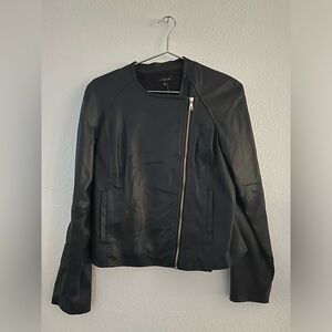 Ann Taylor Vintage Navy Asymmetrical Leather Jacket. NWT. Never Worn.